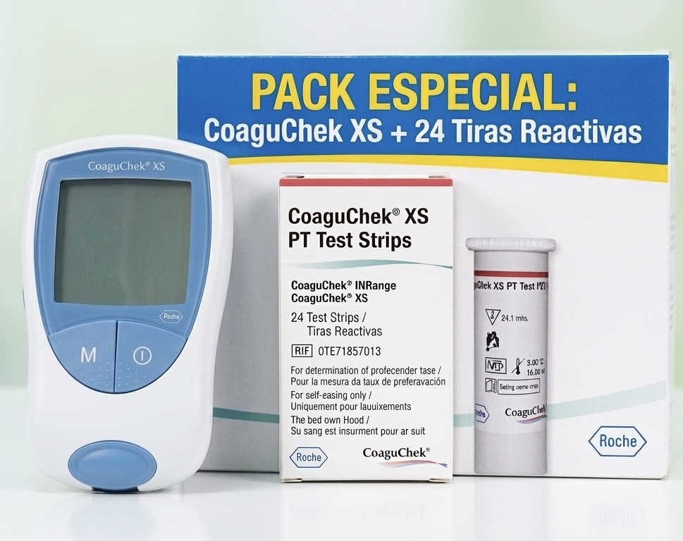 Pack Coaguchek ® XS Kit System Monitor Coagulometro + Coaguchek ® Tira Reactiva XS Pt Test 24 unidades
